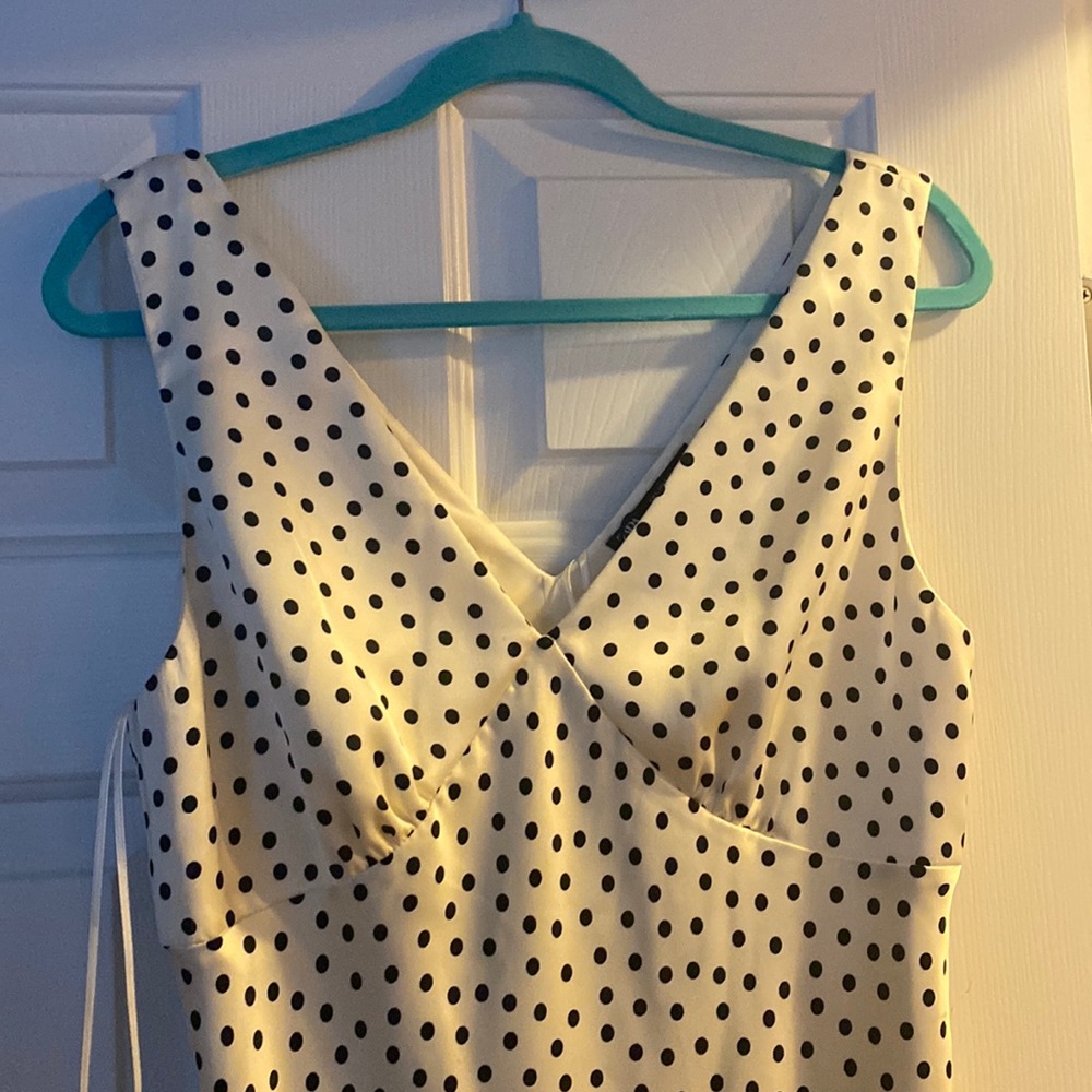 NWT Zara polka dot satin midi dress size L